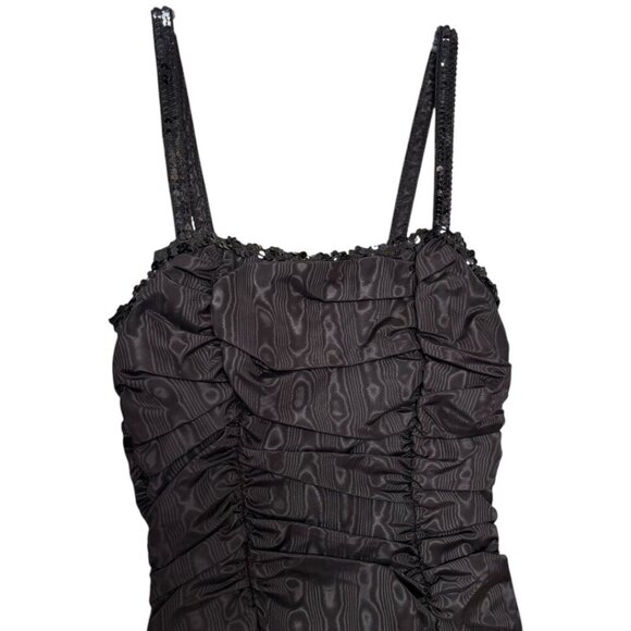 GUNNE SAX VINTAGE BLACK RUCHED CORSET SEQUIN MIDI FORMAL PROM DRESS XS/JUNIOR 7 - Picture 3 of 6